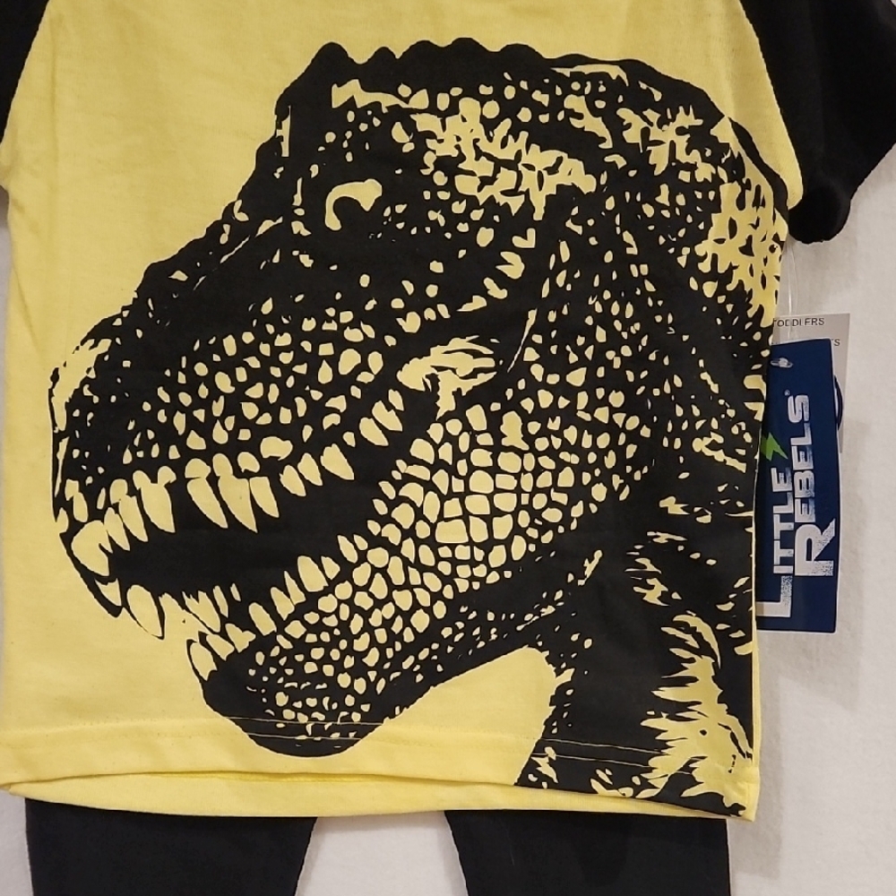 Kids 2pc. Dinosaur Graphic Matching Set - Yellow and Black - Picture 2 of 8